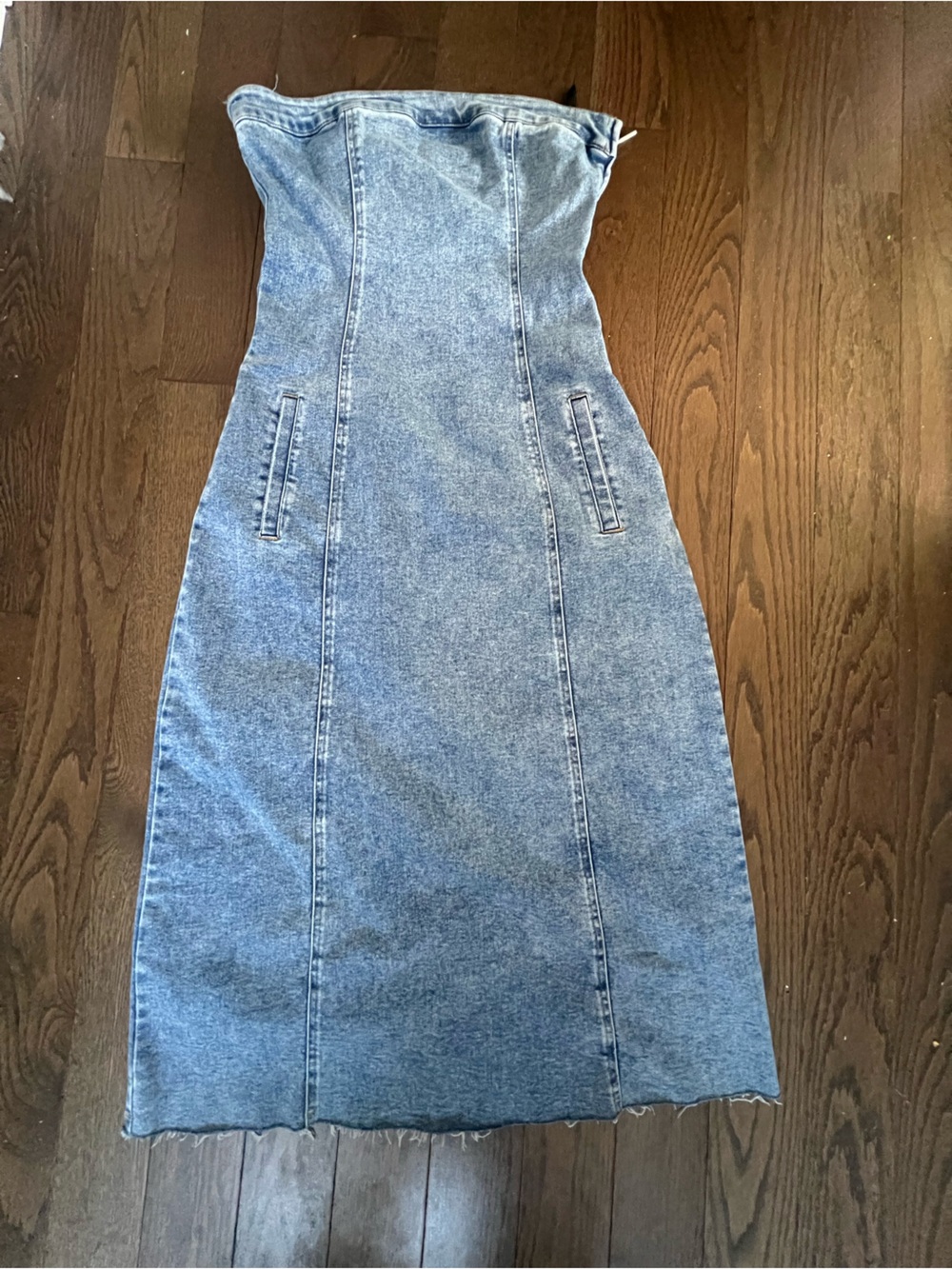 Midi Denim tube/strapless dress
